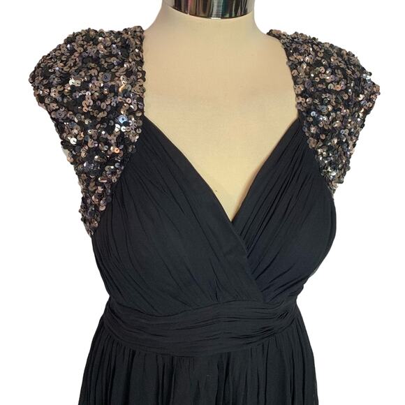 Scala silk sequined open back fit flare dress - Picture 3 of 8